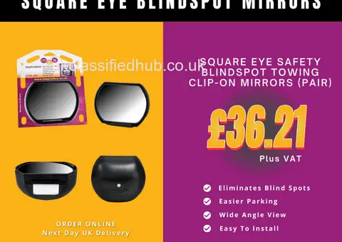 Square Eye Safety Blindspot Towing Clip-on Mirror Pair