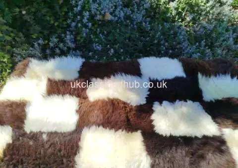Large Patchwork sheepskin rugs, 2m, High Quality - 3/4