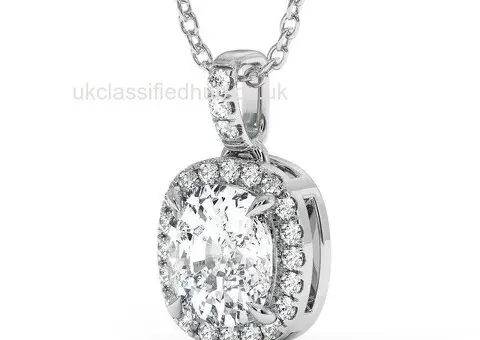 Diamond Cushion Necklace – Timeless Sparkle