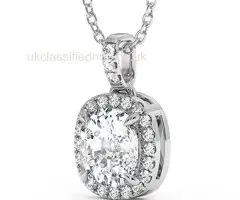 Diamond Cushion Necklace – Timeless Sparkle