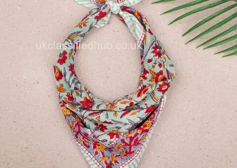 BlockPrintedCo Bohemian Block Printed Cotton Bandana Scarf